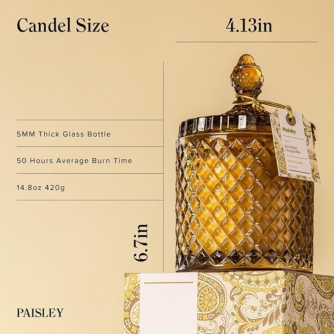 Fall Candle | Jasmine Magnolia Scented Candles, Large Wooden Wick Natural Candles Non Toxic for Home Scented, Clean Burn, Luxury Candle Gift for Women & Men,Gift-Ready for Autumn Hosting, 14.8 oz - Bloomnest