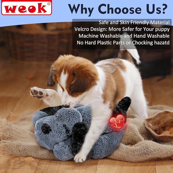 Heartbeat Dog Toy for Puppy- Heartbeat Helps for Dog Anxiety Relief and Calming Aid, Puppy Heartbeat Stuffed Animal Anxiety Calming Behavioral Aid Puppy Heartbeat Toy Sleep aid for Dogs Cats Pets - Bloomnest