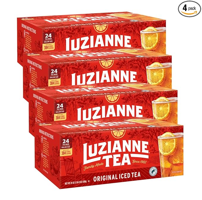 Luzianne Unsweetened Iced Tea Bags, Gallon Size, 24ct Box (Pack of 4) - Bloomnest