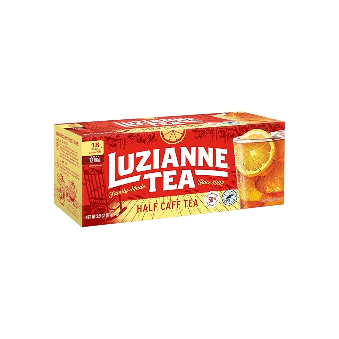 Luzianne Unsweetened Half-Caff Iced Tea Bags, Family Size, 18ct Box (Pack of 1) - Bloomnest