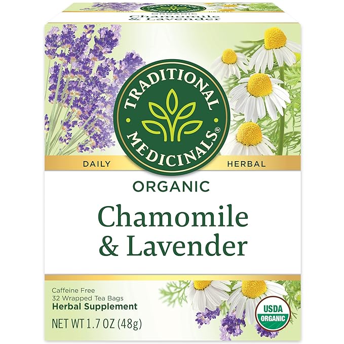 Traditional Medicinals Tea, Organic Chamomile & Lavender, Stress Relief, 32 Tea Bags - Bloomnest