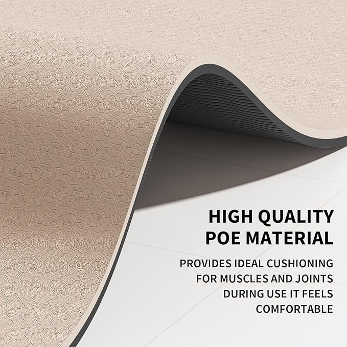 Large Yoga Mat (6'x 4') - Extra Long and Wide 72 x 48 inches, Non-Slip POE Fitness Mat, Eco-Friendly, Thick Wide Exercise Mat for Home Workouts,Ideal for Yoga and Pilates.