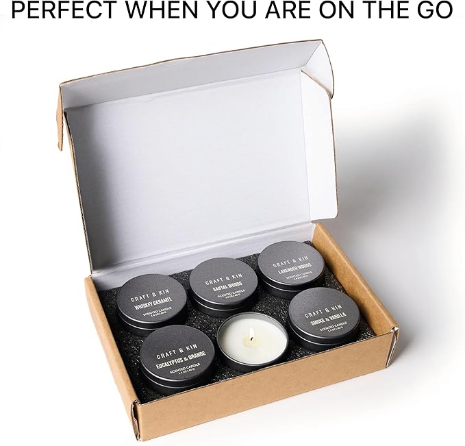 Craft & Kin Scented Votive Candle Gift Set of 6 | Small Luxury Fall Scented Candles Gift Set for Home | Candle Box with Assorted Scents | 15–20 Hour Burn Each - Bloomnest