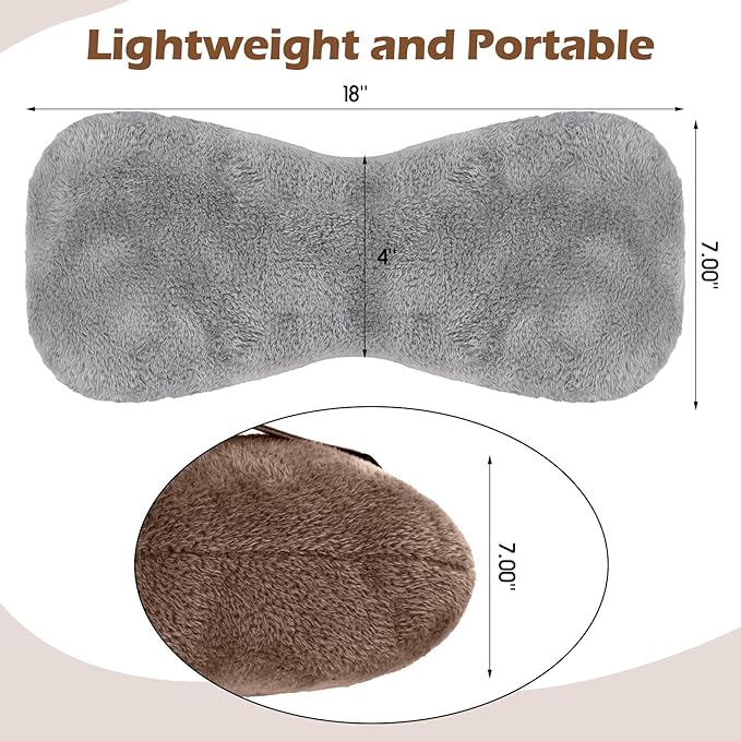 2 Pcs Neck Pillow for Recliner Headrest Pillow Bone Shaped Chair Plush with Adjustable Strap Neck Support and Pain Relief Curve Head Cushion for Car Travel Airplane (Grey and Brown) - Bloomnest