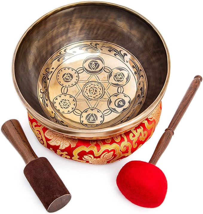 Large Tibetan Singing Bowl Set - 11" Master Healing Big Professional Grade For Sound Bath Chakra 7 Metal Meditation Yoga By Himalayan Bazaar HimalayanBazaar
