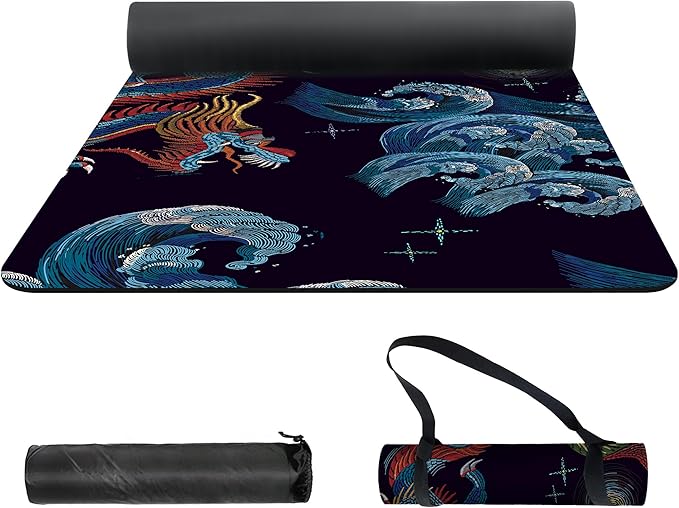 nuveti Yoga Mat Print Extra Thick TPE Non Slip Fitness Exercise Mat with Carrying Bag,72"x24" Extra Thick 6MM Exercise & Workout Mat for Yoga, Pilates Fitness and Floor Exercises - Bloomnest