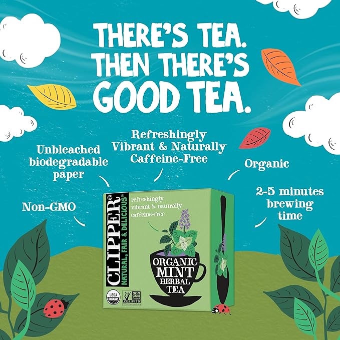Clipper Tea Mint Herbal Teabags – Caffeine Free, USDA Organic, Great Hot or Iced – Refreshing, Natural, Fair & Delicious – 50 Tea Bags - Bloomnest