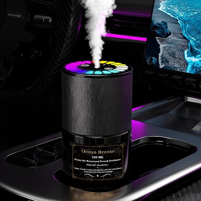 Car Air Freshener, Smart Car Air Freshener, Music-Synced RGB Ambient Lights with Auto On/Off, 150ml, Suitable for Cars, Homes, Offices, Bedrooms (Oceans) - Bloomnest