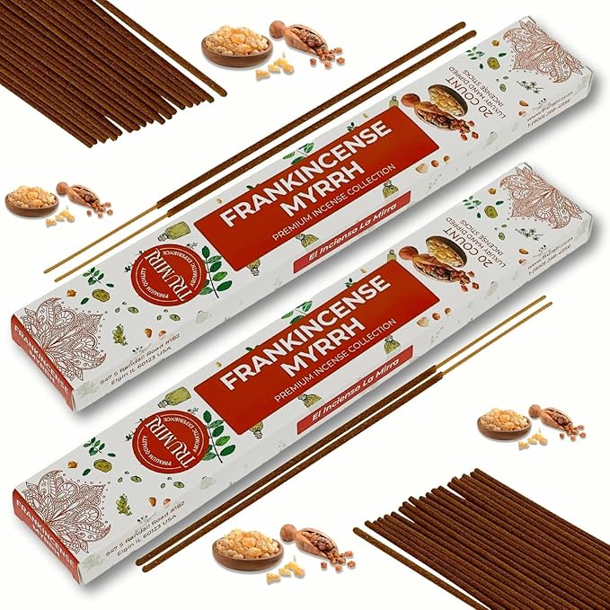 Frankincense and Myrrh Incense Sticks - Total 40 Insence-Sticks - Dual Pack of 20 Insense - Inciensos - Inscents - Natural Non Toxic Ingredients - Incents - Incence - Inscense - Insents TRUMIRI