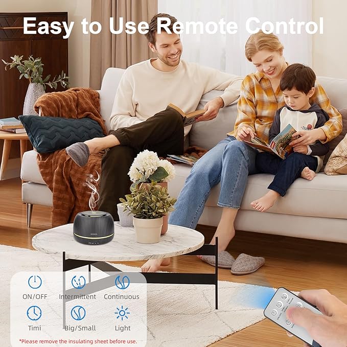 300ML Essential Oil Diffuser,Ultrasonic Aromatherapy Diffuser, 7-Color Gradient Lights, Remote Control, 8 Hours Run Time, Suitable for Home,Office - Bloomnest