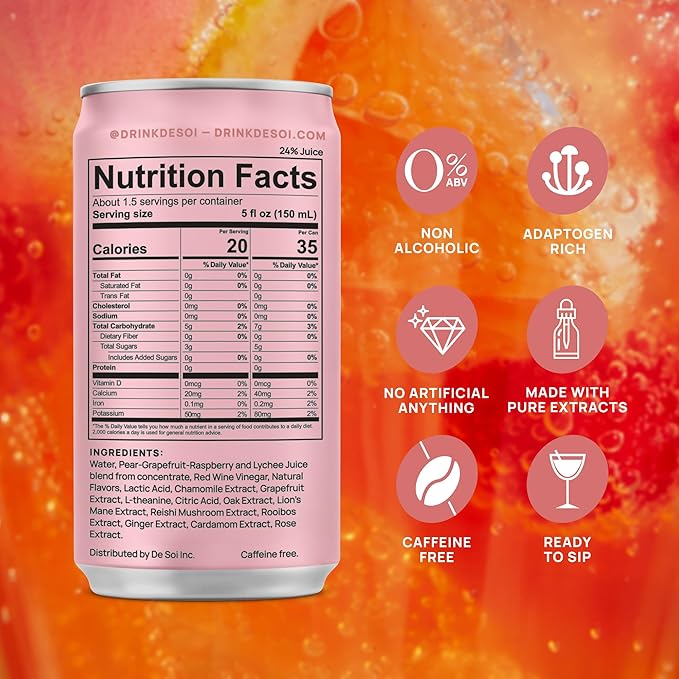 De Soi Best Sellers Variety Pack Mocktails NA Drinks 8 fl oz (12-pack) – Non-Alcoholic, Caffeine Free Adaptogen Drinks, Sparkling Botanical Mocktail Variety, Gluten Free, Low Sugar - Bloomnest