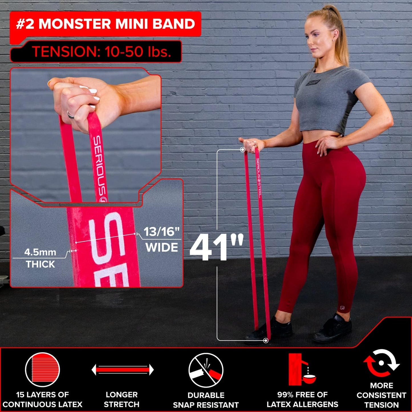 SERIOUS STEEL FITNESS Assisted 41" Pull-Up Band, Resistance & Stretch, Powerlifting & Pull-up Assist Loop (Single Band)