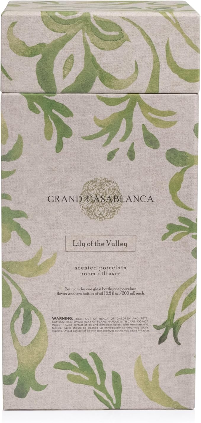 Zodax Grand Casablanca Porcelain Oil Diffuser - 6.76 oz -Lily of the Valley
