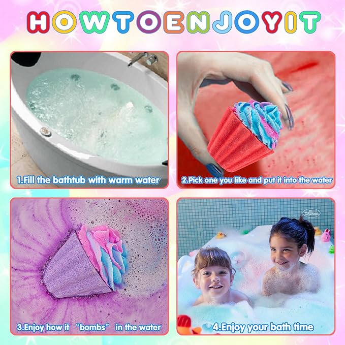 Bath Bombs for Kids with Surprise Unicorn Inside, 20 Kids Bath Bombs Gift Set, Handmade Bubble Bath Fizzes Bomb for Chrildren Birthday Christmas and Party Favor Christmas Gifts Set for Girls - Bloomnest