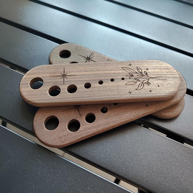 Herb Stripper Vegetable Leaf Herb Stripper Chopper Tool Handmade Wood 7 Hole Sizes Durable & Elegant Kitchen Tool with Storage Case Ideal Gift for Cooks - Black Walnut - Bloomnest