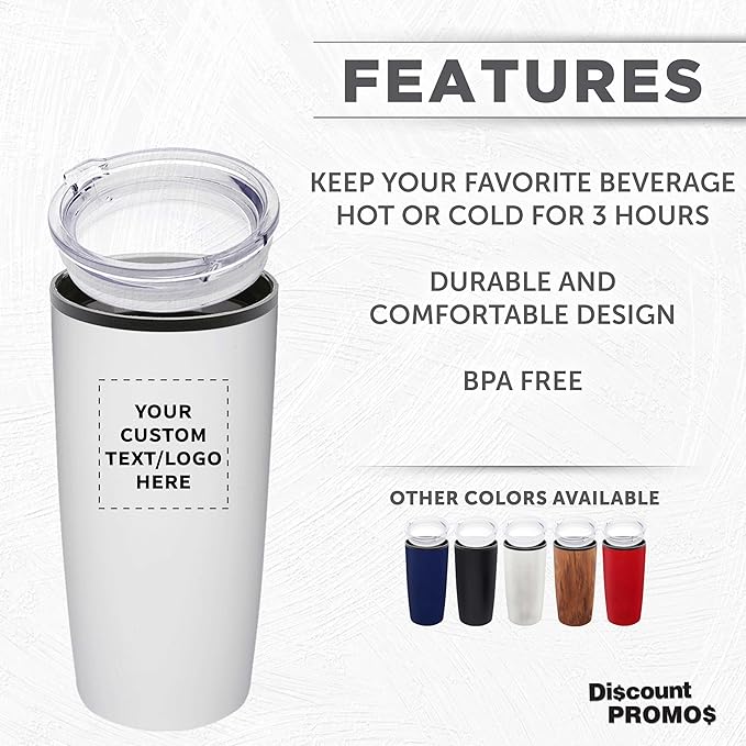 Custom Plastic Tumblers 20 oz Set of 6/12/24 Personalized Bulk Pack with Lids, Ice Coffee Tumbler, To Go Cup Insulated - White - Bloomnest