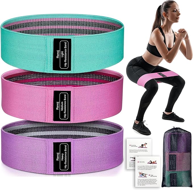 Renoj Resistance Bands, Yoga Starter Sets for Women and Men, 3 Set of Stretch Exercise Workout Bands for Booty Legs, Elastic Pilates Flexbands - Bloomnest