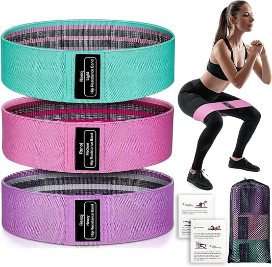 Renoj Resistance Bands, Yoga Starter Sets for Women and Men, 3 Set of Stretch Exercise Workout Bands for Booty Legs, Elastic Pilates Flexbands - Bloomnest