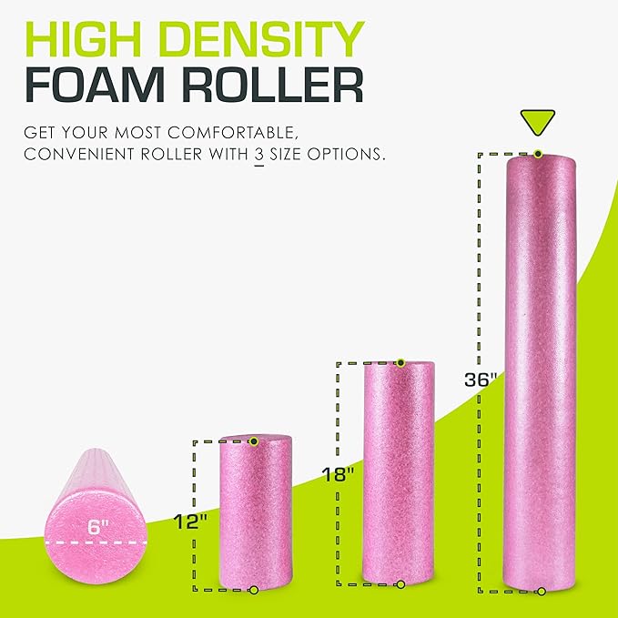 ProsourceFit High Density Foam Rollers 12 - inches Long, Firm Full Body Athletic Massage Tool for Back Stretching, Yoga, Pilates, Post Workout Muscle Recuperation, Black/Blue - Bloomnest