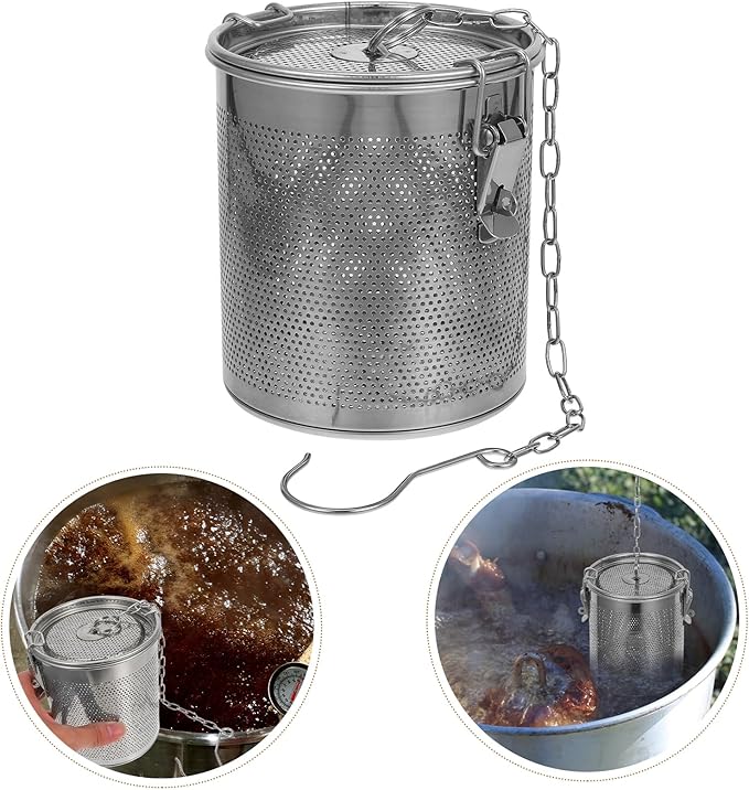 Large Tea Infuser, 5 Inch Tea Strainers for Loose Tea, 304 Stainless Steel Soup Seasoning Filter with Buckled Lid & Chain Hook, Fine Mesh Hole Cooking Filters for Tea, Spice, Soup, Seasoning - Bloomnest