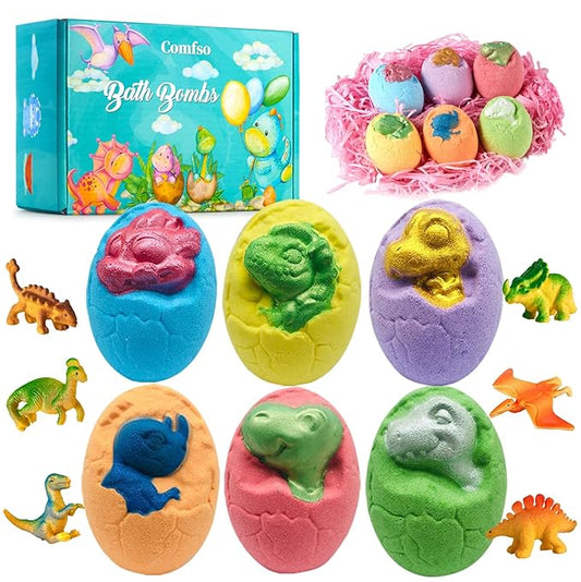 Bath Bombs for Kids - XL Dino Eggs Bath Bomb with Surprise Toys Inside, Kids Bath Bomb Gift Set, Natural Bubble Bath, Dinosaur Bathbombs Birthday Gift for Boys Girls, Christmas Gift, Thanksgiving Day - Bloomnest