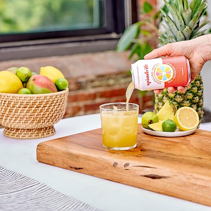 Spindrift Sparkling Water, Tropical Lemonade Flavored, Made with Real Squeezed Fruit, 12 Fl OZ Cans, Pack of 24 (Only 13 Calories per Can) - Bloomnest