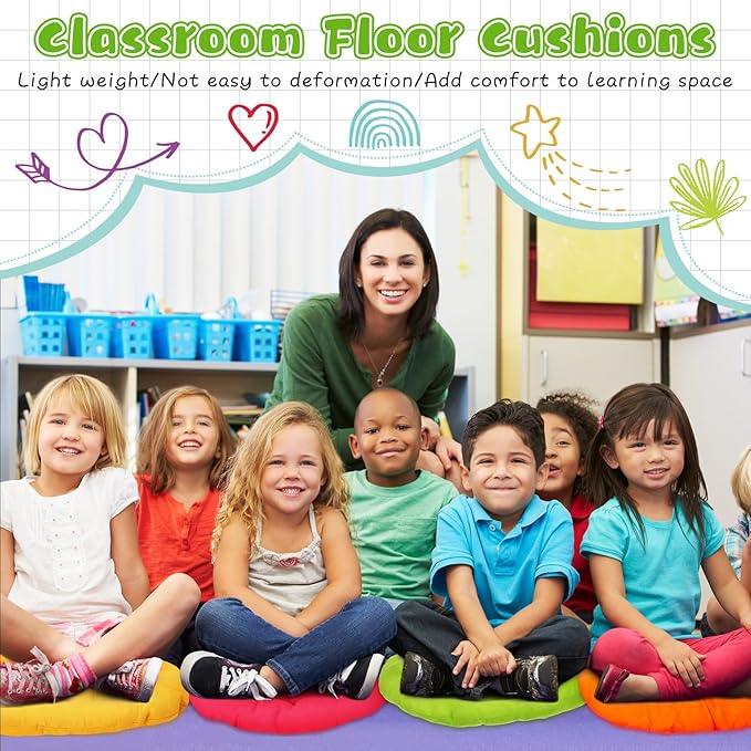 Tinideya 36 Pcs Round Floor Pillows 15.7 Inch Flexible Seating Pillows Chair Floor Cushions Reading Cushions for Kids Adults Classroom Home School Playing Supplies,18 Colors (Multicolor) - Bloomnest