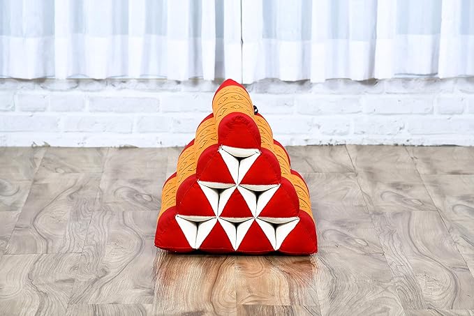 Leewadee Triangle Cushion – Comfortable Backrest for TV or Reading, Incline Pillow for Relaxing Made of Kapok, 20 x 13 x 13 inches, Orange Red - Bloomnest