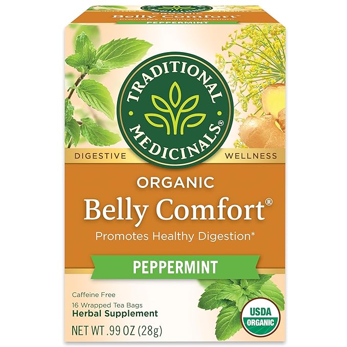 Traditional Medicinals Tea, Organic Belly Comfort Peppermint, Promotes Healthy Digestion, 16 Tea Bags - Bloomnest