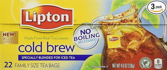 Lipton Cold Brew Family Iced Tea Bags Black tea 22 ct (Pack of 3) - Bloomnest