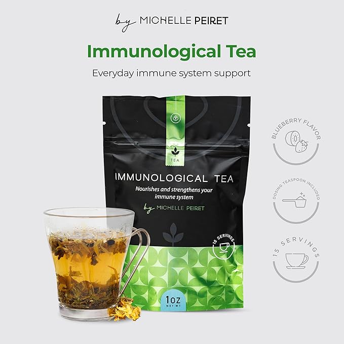 Michelle Peiret Immunity Tea, Natural Green Tea, Premium Blend for Immune System Support, Antioxidant-Rich Rooibos Tea, EGCG Source, 15 Servings - Bloomnest