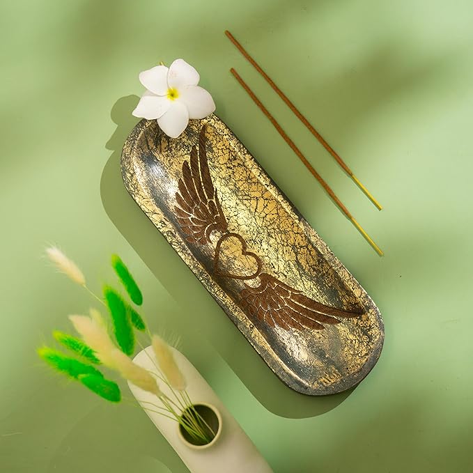 raajsee Incense Holder Hand Carved-Incense Burner Holder –Ash Catcher - Incense Stick Holder - Meditation & Yoga - Great Gift for Any Occasion Size 11x4 inch - Bloomnest
