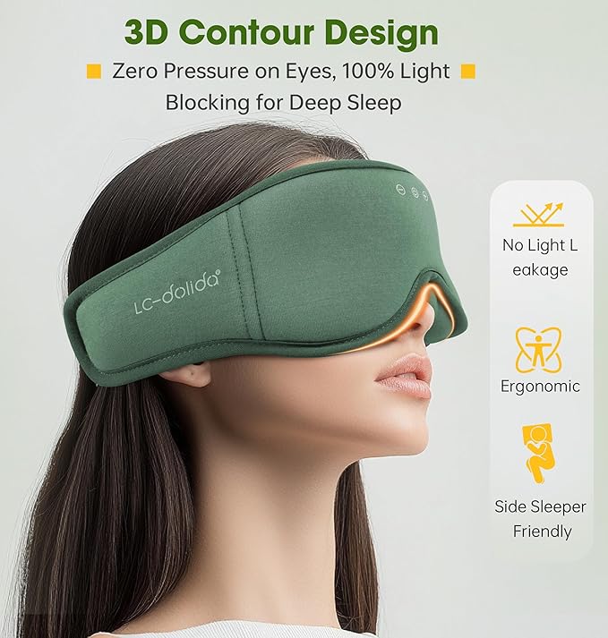 BambooCotton 3D Bluetooth Sleep Mask, LC-dolida 2025 New Sleep Headphones, Wireless Comfort, Sustainable Luxury for Better Sleep - Bloomnest