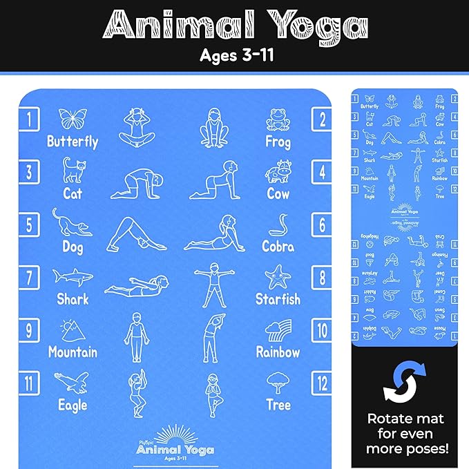 Plyopic Kids Yoga Mat - Non-Slip Lightweight TPE Exercise Mat - Ideal for Boys & Girls (Ages 3-12), Toddlers & Children in Kindergarten, Preschool, School. PVC Free. 6mm Thick. Carry Strap - Bloomnest