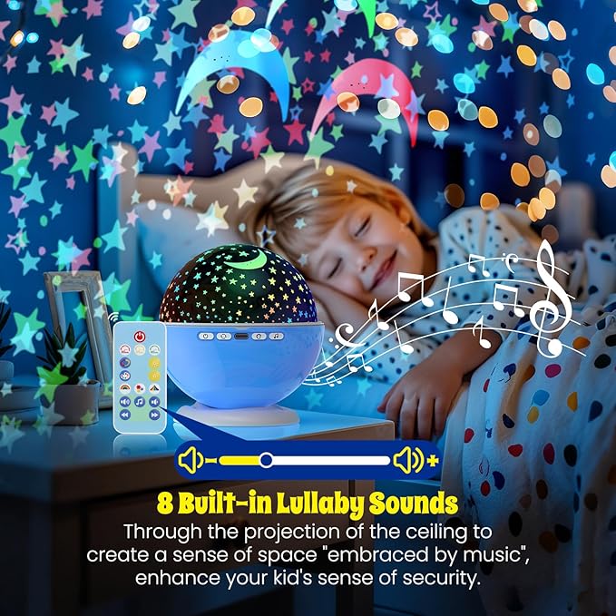 Night Light Projector, Night Light for Kids, Star Projector, 54 Light Color 360 Degree Rotation Kids Night light, Rechargeable Lamp for Bedroom, Light Projector Birthday Christmas Gifts for Boys Girls - Bloomnest