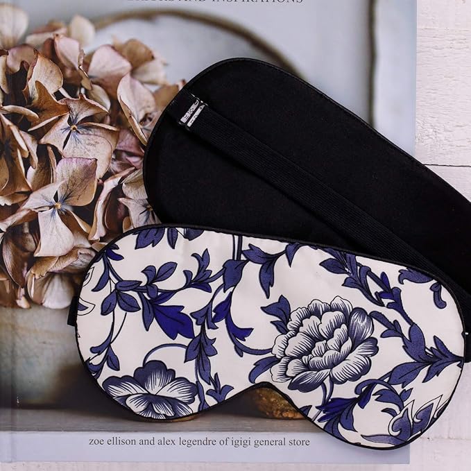 Maxfeel 100% Pure Silk Eye Mask - Sleep Eye Cover in Printed Colors (#5) - Bloomnest