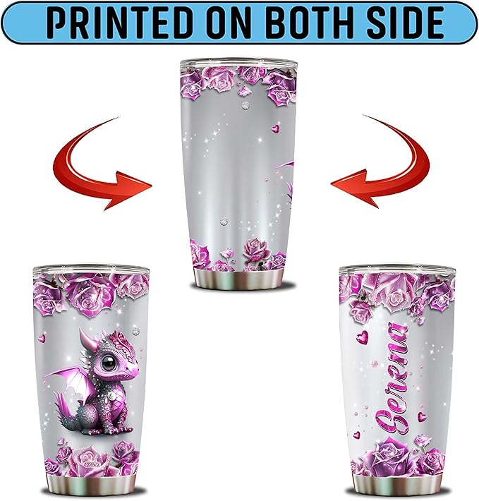 Personalized Dragon Gifts for Women, Girls, Insulated Stainless Steel Coffee Cup, Travel Mug, Tumbler, Water Bottle, Perfect for Christmas, Birthday, Mother's Day, Valentine 20oz Thermos - Bloomnest