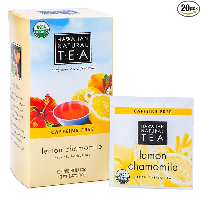 Organic Lemon Chamomile Tea - Caffeine Free Herbal Tea - Supports a Good Night’s Sleep, Calming, Relaxing for Bedtime, Anxiety & Stress, 20 Bags - Bloomnest