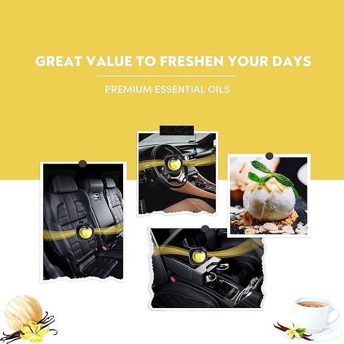 Car Air Freshener Vent Clips, 8 PK, 6 Vanilla, 2 New Car Scent, Provides Long-Lasting Scent, Up to 240 Days, Odor Eliminator - Bloomnest