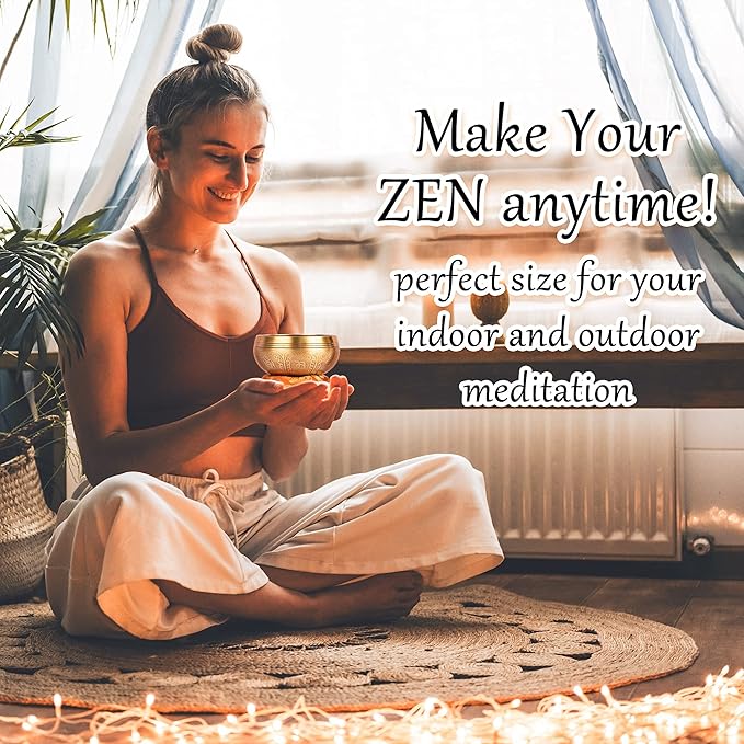 2-Pack Tibetan Singing Bowls Set - 100% Handmade in Nepal, Sound Bowl Meditation Set for Yoga, Chakra Healing, Meditation Gifts, Unique Gifts for Women (Blue, 3.15 + 4 inch)