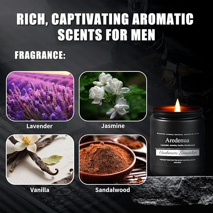 Cashmere Lavender Candle - Soy Candles for Home Scented, Relaxing Aromatherapy Candle for Women Men - 7oz Long Lasting Candles Gift for Women & Men, 50 Hours Burn Tim - Bloomnest