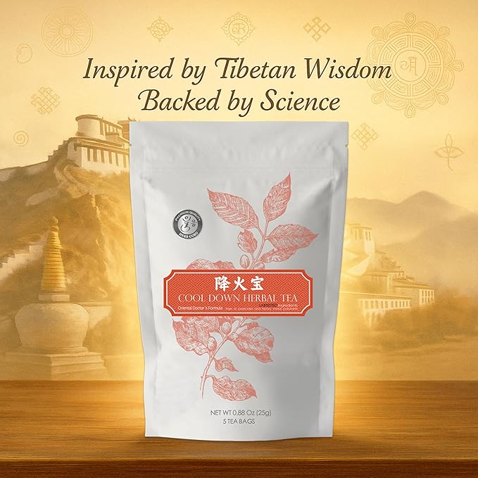 Herb Guru Cool Down Herbal Tea Bags – Herbal Heat Relief, Supports Inflammatory Response & Mood Balance with Isatis, Chrysanthemum, Honeysuckle & Licorice Root – Caffeine Free Tea, 0.88 Ounces