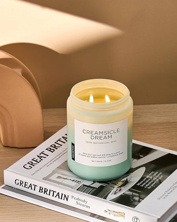 M&SENSE Orange Creamsicle Scented Candle, 19.4oz 110 Hours Slow Burning Non Toxic Natural Soy Wax 2 Wick Candle for Home Scented, Long Lasting Home Fragrance Gifts for Housewarming & Anniversry - Bloomnest