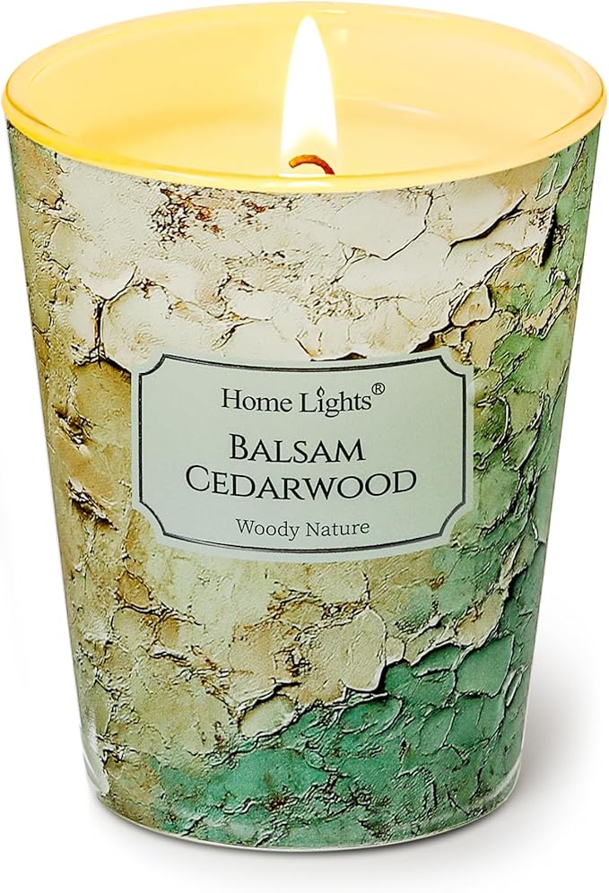 HomeLights Balsam Cedarwood Scented Candles | 6.7oz Soy Candles Industrial Chic Large Candle Jars | Ideal Candle Gifts for Events, Home Decor Stress, Relief & Relaxation - Bloomnest