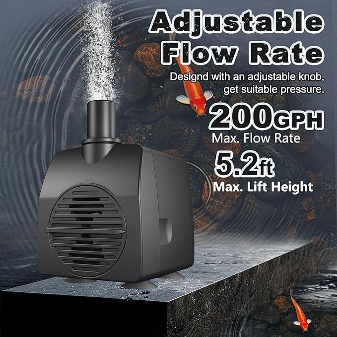 Submersible Pump 200GPH (800 L/H 15W) Ultra Quiet with Over Heating Protection 5.2ft High Lift for Fountains, Hydroponics, Ponds, Aquariums & More…… - Bloomnest