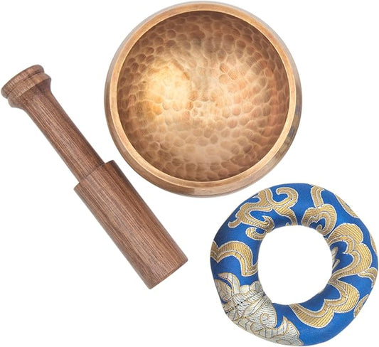 Tibetan Singing Bowl Set - Authentic Cuencos Tibetanos for Sound Healing, Meditation & Chakra Balancing - Includes Cushion, Mallet-Unique Spiritual Gifts for Men and Women (4 Inch Bowl) LNYSI