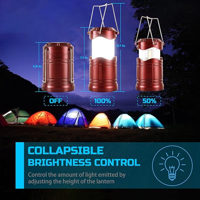 Lichamp LED Camping Lantern, 4 Pack Battery Powered Flashlight for Power Outages, Portable Collapsible Hanging Light Essential for Home, Outdoor, Emergency Lamp Survival Kit Gear for Hurricane,B4BD - Bloomnest