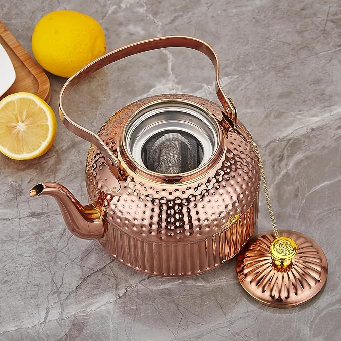 SANQIAHOME Antique 1.5L (50Oz) Stainless Steel Teapot with Infuser copper - Bloomnest