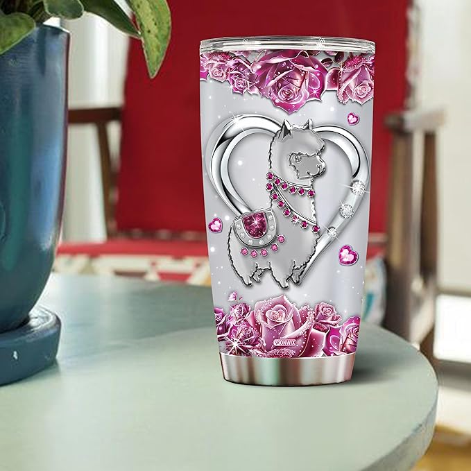 Personalized Llama Gifts for Women Girls Wife Daughter, Insulated Stainless Steel 20oz Tumbler, Coffee Cup Travel Mug Llamas Gift for Animal Lover, Christmas Birthday Mother's Day Valentine - Bloomnest