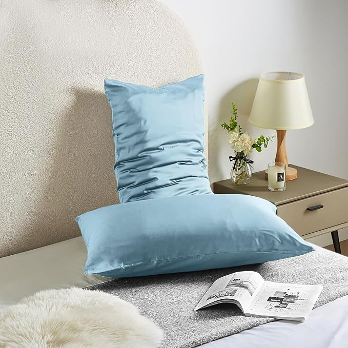 Silk Body Pillow Cover Pillow Pillowcase for Body Pillow Soft Pillow Cover Pillow Case Mulberry Silk Pillowcase for Sleep(Baby Blue,20"X 54",1pc) - Bloomnest